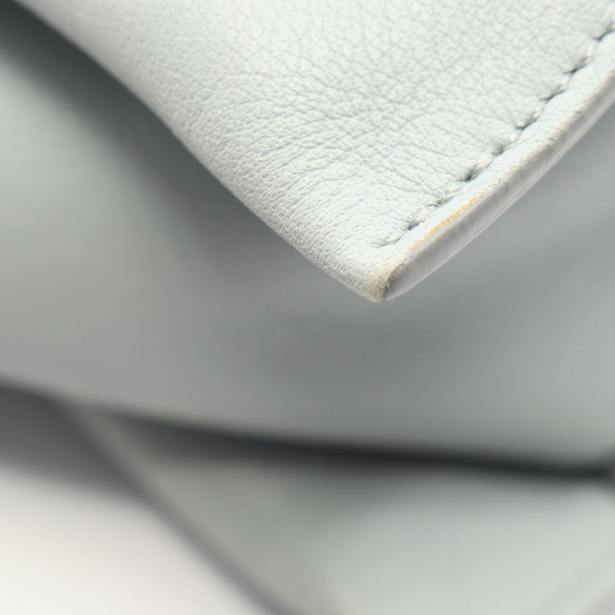Celine Shoulder Bag Trifold Light Blue Leather Clutch on Chain — view 5