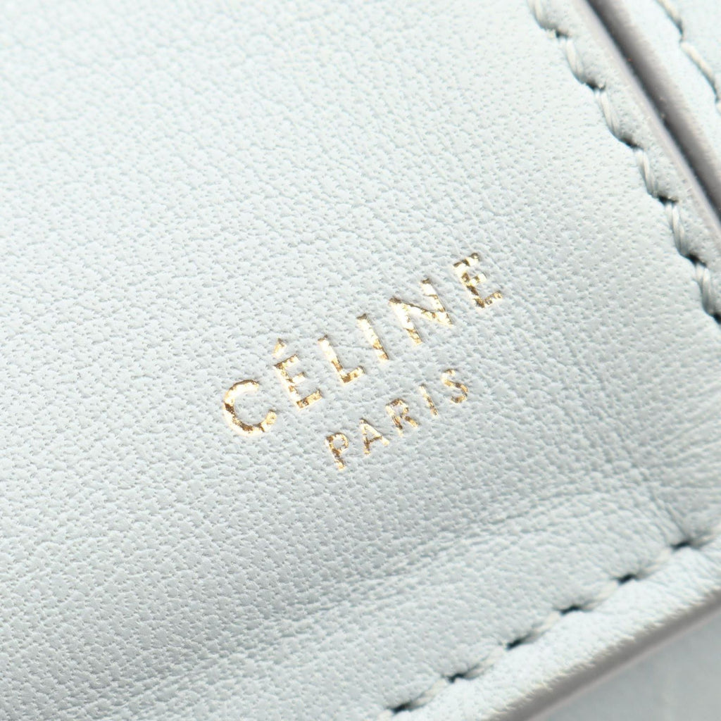 Celine Shoulder Bag Trifold Light Blue Leather Clutch on Chain — view 4