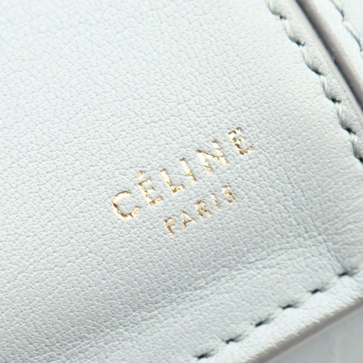 Celine Shoulder Bag Trifold Light Blue Leather Clutch on Chain — view 4