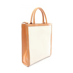 Celine Tote Small Vertical Cover 2-Way Ivory Brown Canvas Leather — view 2
