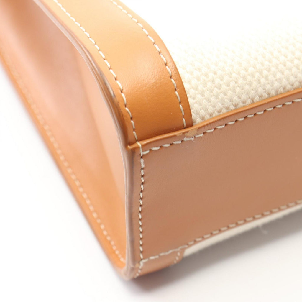 Celine Tote Small Vertical Cover 2-Way Ivory Brown Canvas Leather — view 8