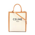 Celine Tote Small Vertical Cover 2-Way Ivory Brown Canvas Leather