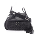Dior Shoulder Bag Cannage with Lace Pocket Black Leather 2-Way