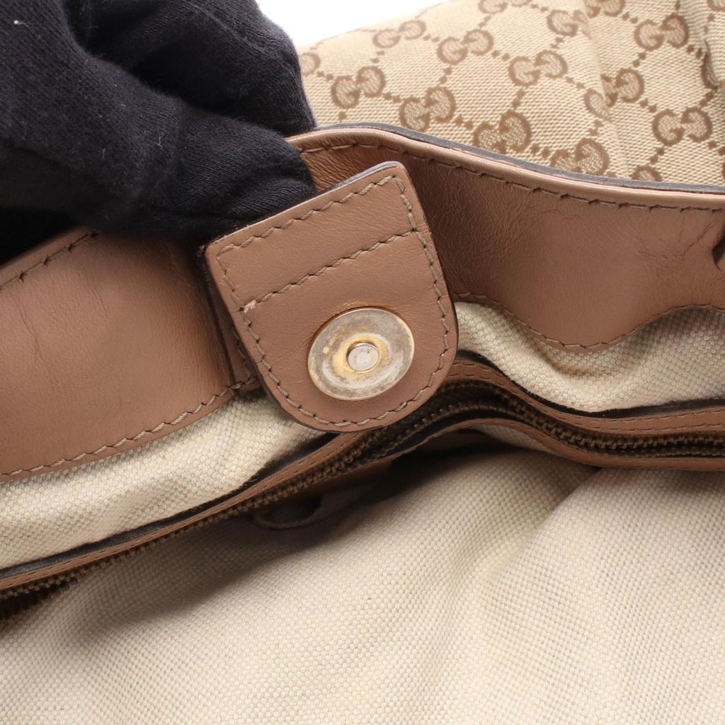Gucci Handbag Scarlet Brown Pink Beige Canvas Leather Tote — view 6