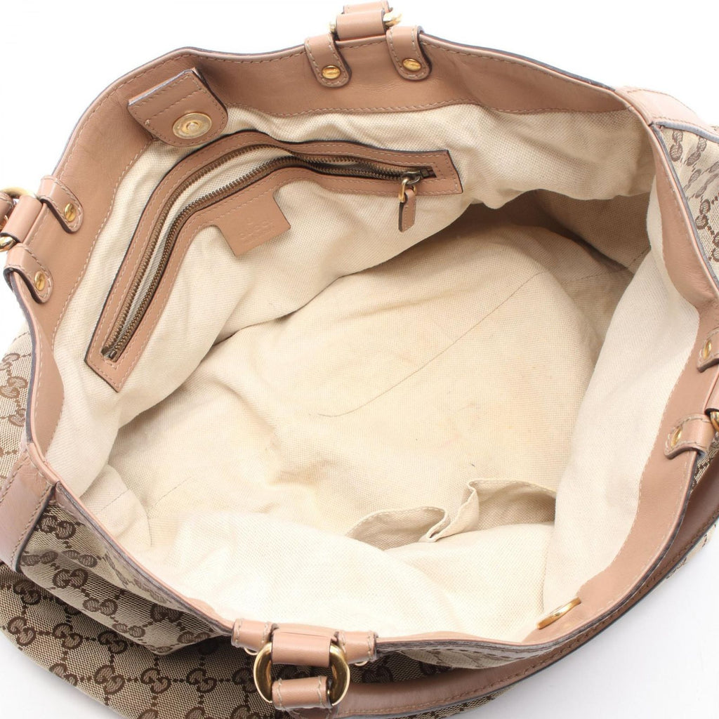 Gucci Handbag Scarlet Brown Pink Beige Canvas Leather Tote — view 3