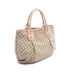Gucci Handbag Scarlet Brown Pink Beige Canvas Leather Tote — view 2