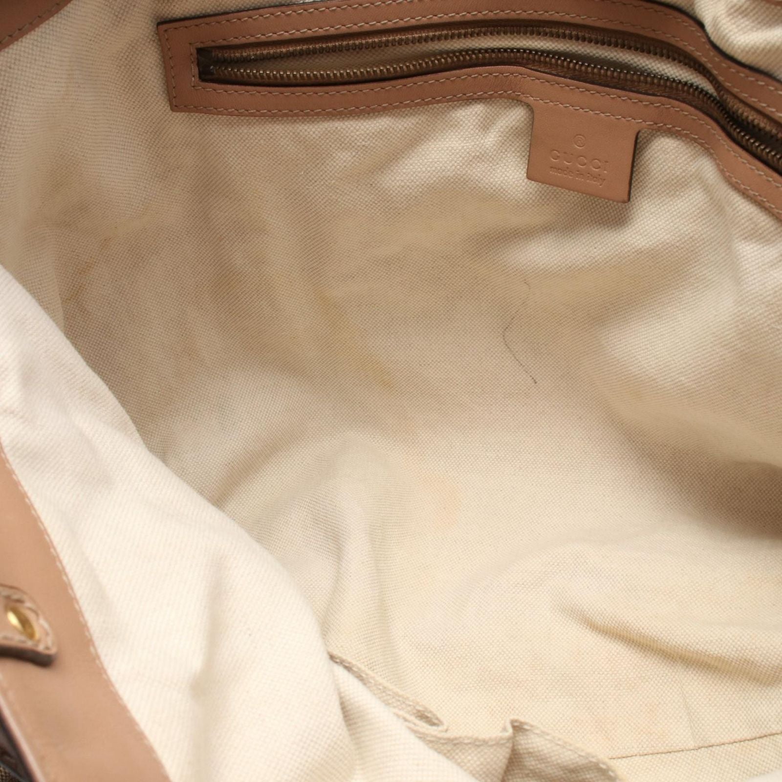 Gucci Handbag Scarlet Brown Pink Beige Canvas Leather Tote — view 5