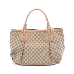Gucci Handbag Scarlet Brown Pink Beige Canvas Leather Tote