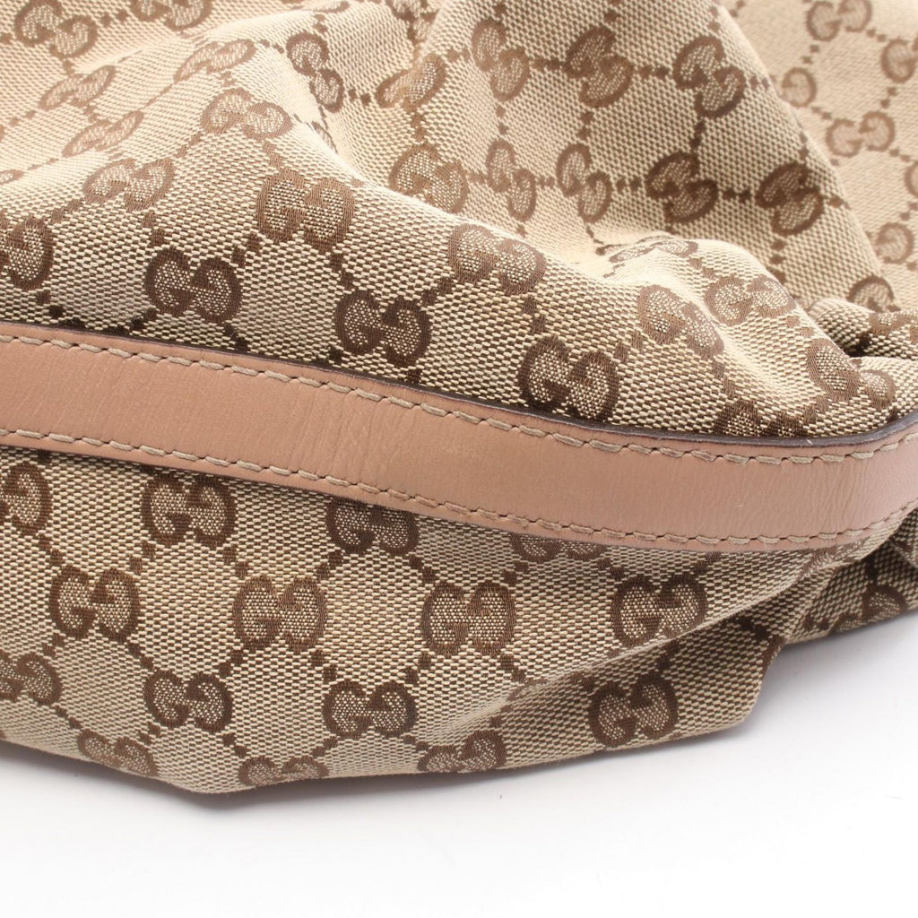Gucci Handbag Scarlet Brown Pink Beige Canvas Leather Tote — view 9