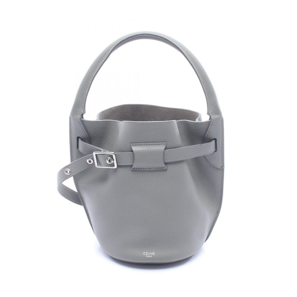 Celine Handbag Big Bag Bucket Nano Gray Leather Big Hand
