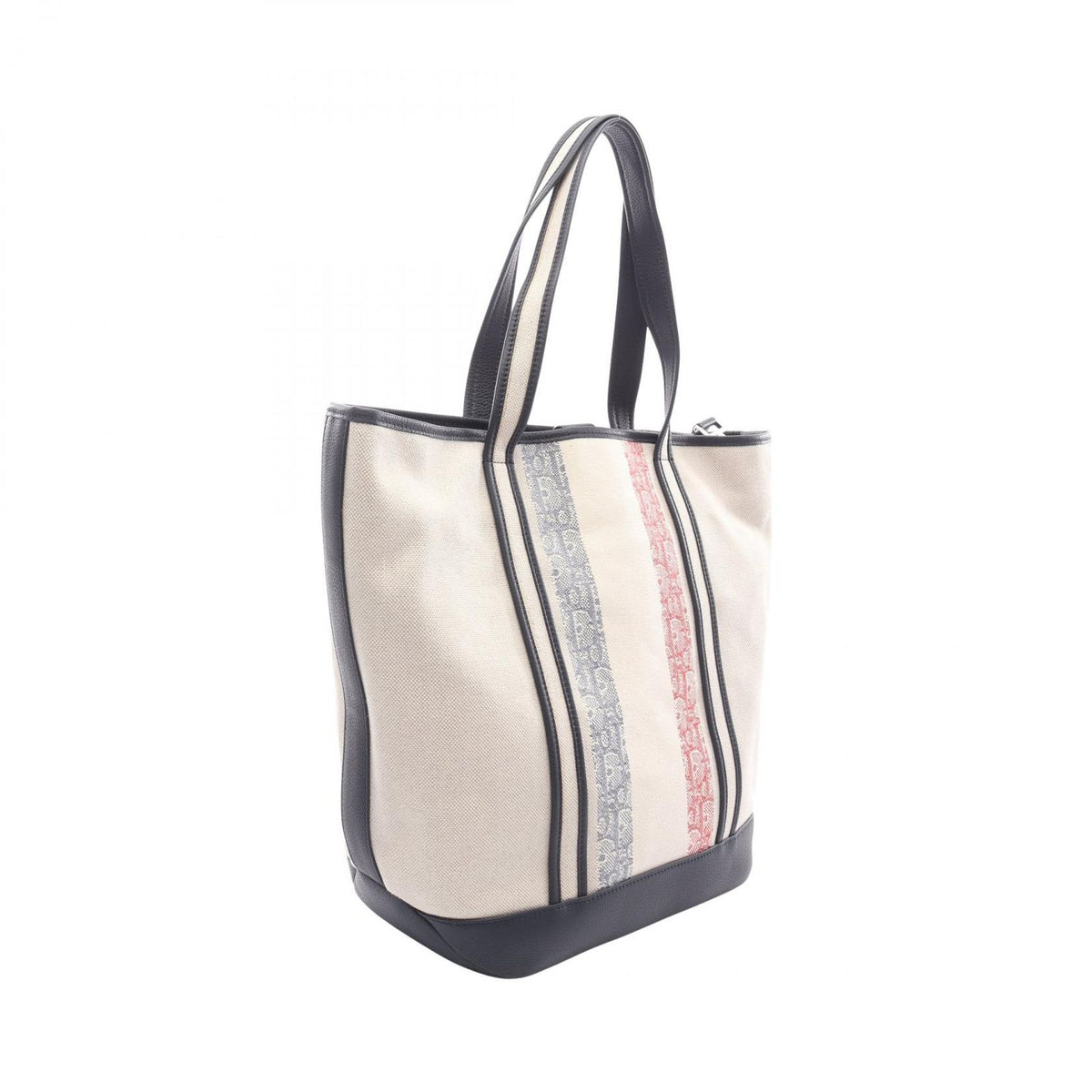 Dior Tote Oblique Voyage 2-Way Beige Navy Canvas Leather — view 2