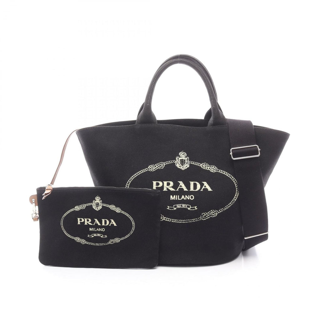 Prada Tote Canapa 2-Way Black Canvas