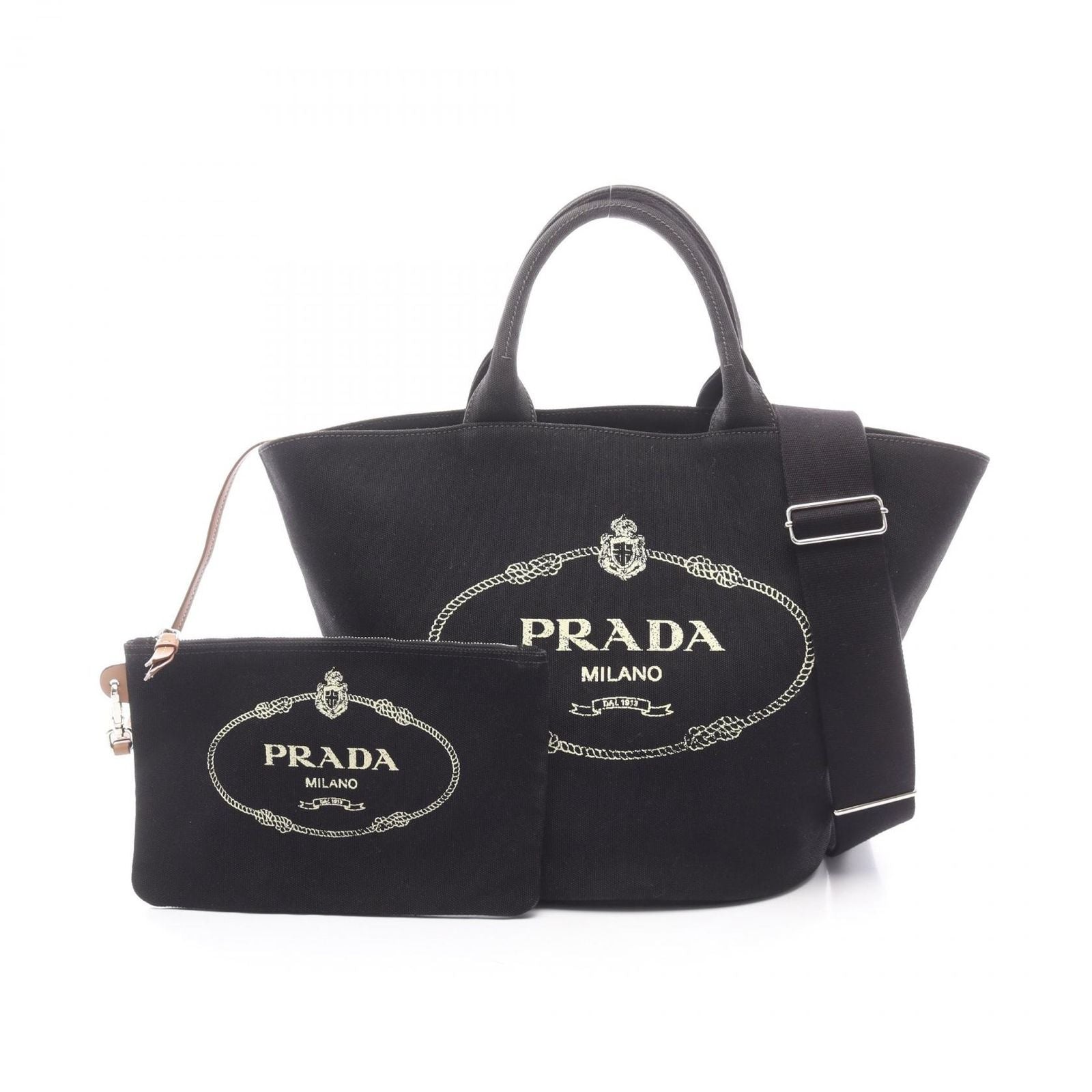 Prada Tote Canapa 2-Way Black Canvas