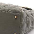 Dior Handbag Lady Dior Khaki Leather Exotic Cles the Lady Dior Cannage 2-Way — view 9