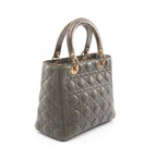 Dior Handbag Lady Dior Khaki Leather Exotic Cles the Lady Dior Cannage 2-Way — view 2