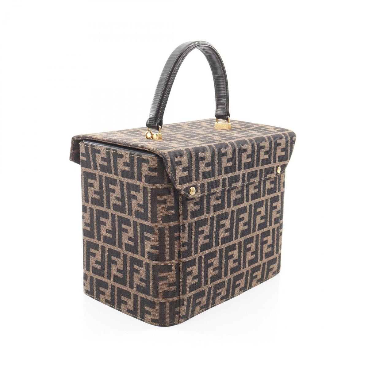 Fendi Handbag Zucca Brown Dark Canvas Leather 2-Way Vanity — view 2