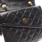 Chanel Shoulder Bag Quilted Fringe Black Lambskin Chain Nshoulder — view 8