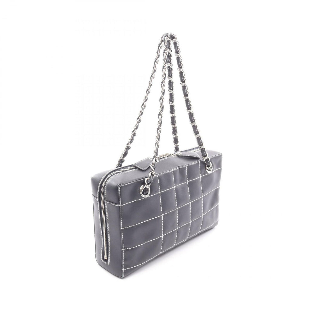 Chanel Shoulder Bag Choco Bar Wild Stitch Navy Leather Chain — view 2