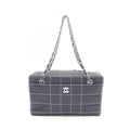 Chanel Shoulder Bag Choco Bar Wild Stitch Navy Leather Chain