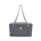 Chanel Shoulder Bag Choco Bar Wild Stitch Navy Leather Chain
