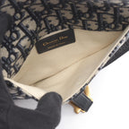 Dior Waist Bag Saddle Flat Belt Pouch Oblique Peacock Beige Black Canvas Leather — view 3