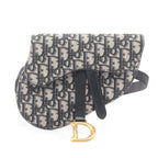Dior Waist Bag Saddle Flat Belt Pouch Oblique Peacock Beige Black Canvas Leather