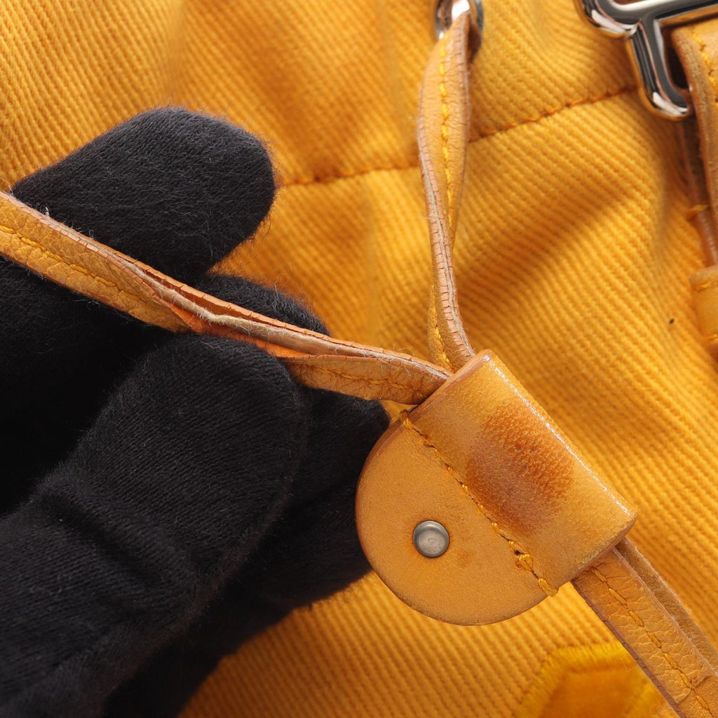 Saint Laurent Yves Rive Gauche Tote Kahala Yellow Canvas Leather — view 8
