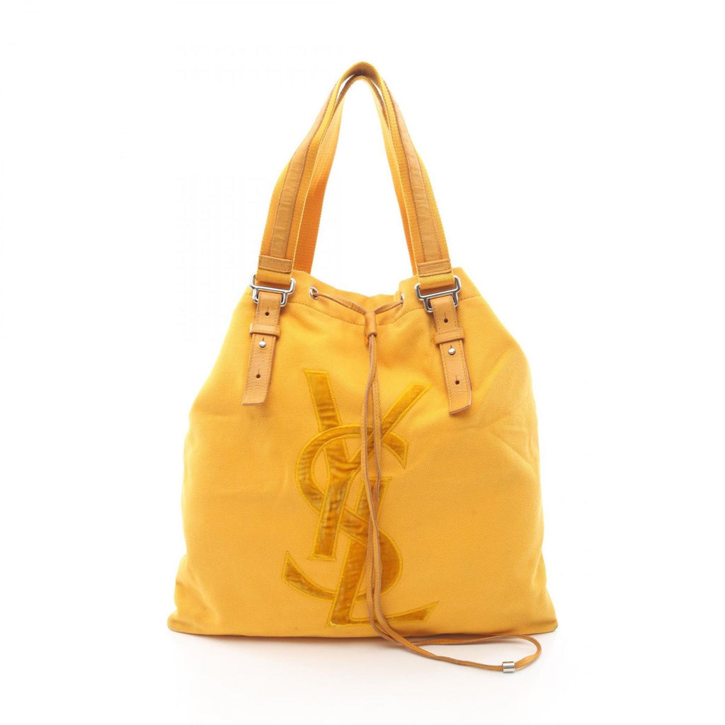 Saint Laurent Yves Rive Gauche Tote Kahala Yellow Canvas Leather