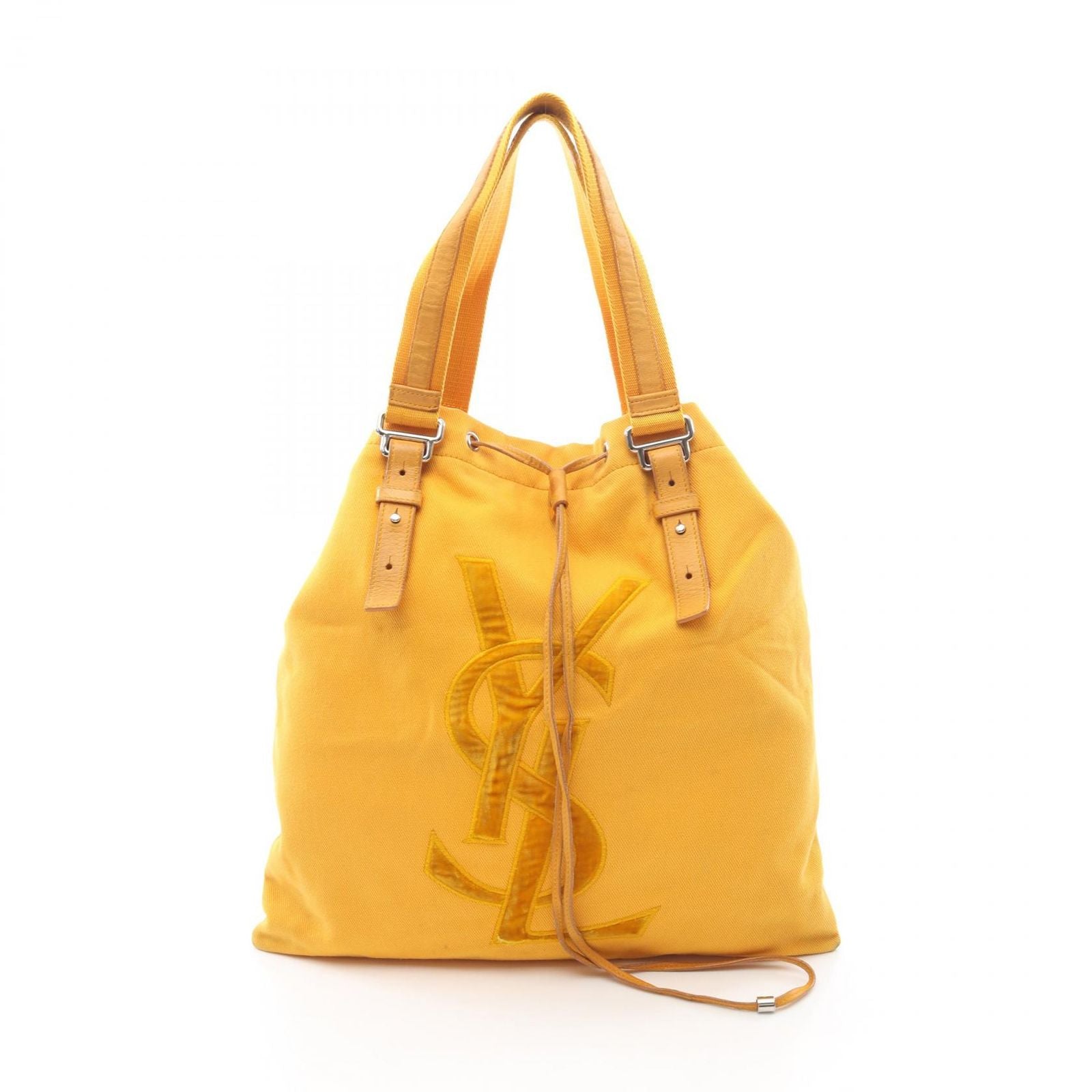 Saint Laurent Yves Rive Gauche Tote Kahala Yellow Canvas Leather