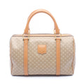 Celine Handbag Macadam Beige Canvas Leather Mini Boston