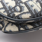 Dior Saddle Bag Mini Oblique Peacock Beige Black Canvas Leather — view 5