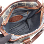 Celine Tote Paris Macadam Brown Beige Blue Denim Leather Hand — view 3