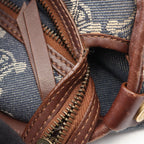 Celine Tote Paris Macadam Brown Beige Blue Denim Leather Hand — view 5