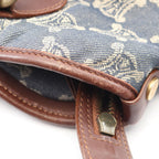Celine Tote Paris Macadam Brown Beige Blue Denim Leather Hand — view 6