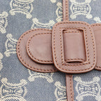 Celine Tote Paris Macadam Brown Beige Blue Denim Leather Hand — view 9