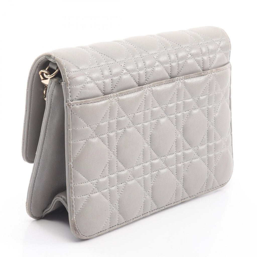 Dior Shoulder Bag Miss Dior Cannage Gray Leather Chain — view 2