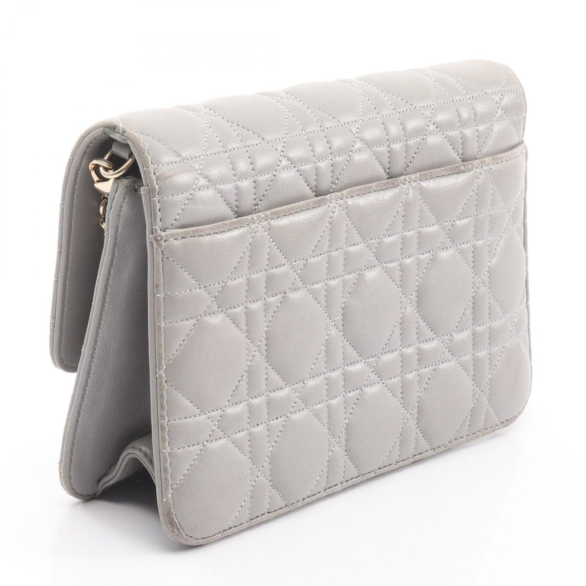 Dior Shoulder Bag Miss Dior Cannage Gray Leather Chain — view 2