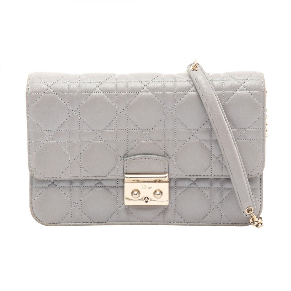 Dior Shoulder Bag Miss Dior Cannage Gray Leather Chain