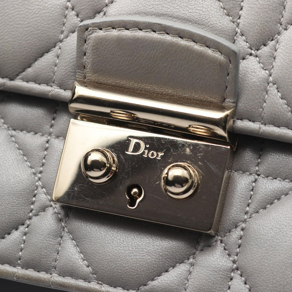 Dior Shoulder Bag Miss Dior Cannage Gray Leather Chain — view 7