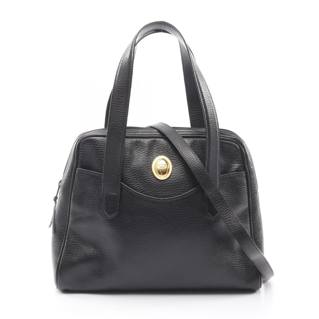 Dior Handbag CD 2-Way Black Leather CD Logo Hand