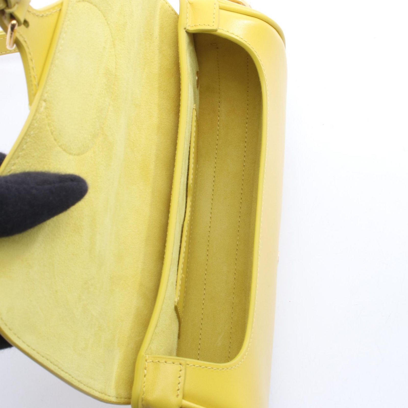 Dior Shoulder Bag Bobi East Waist Yellow Leather — view 3