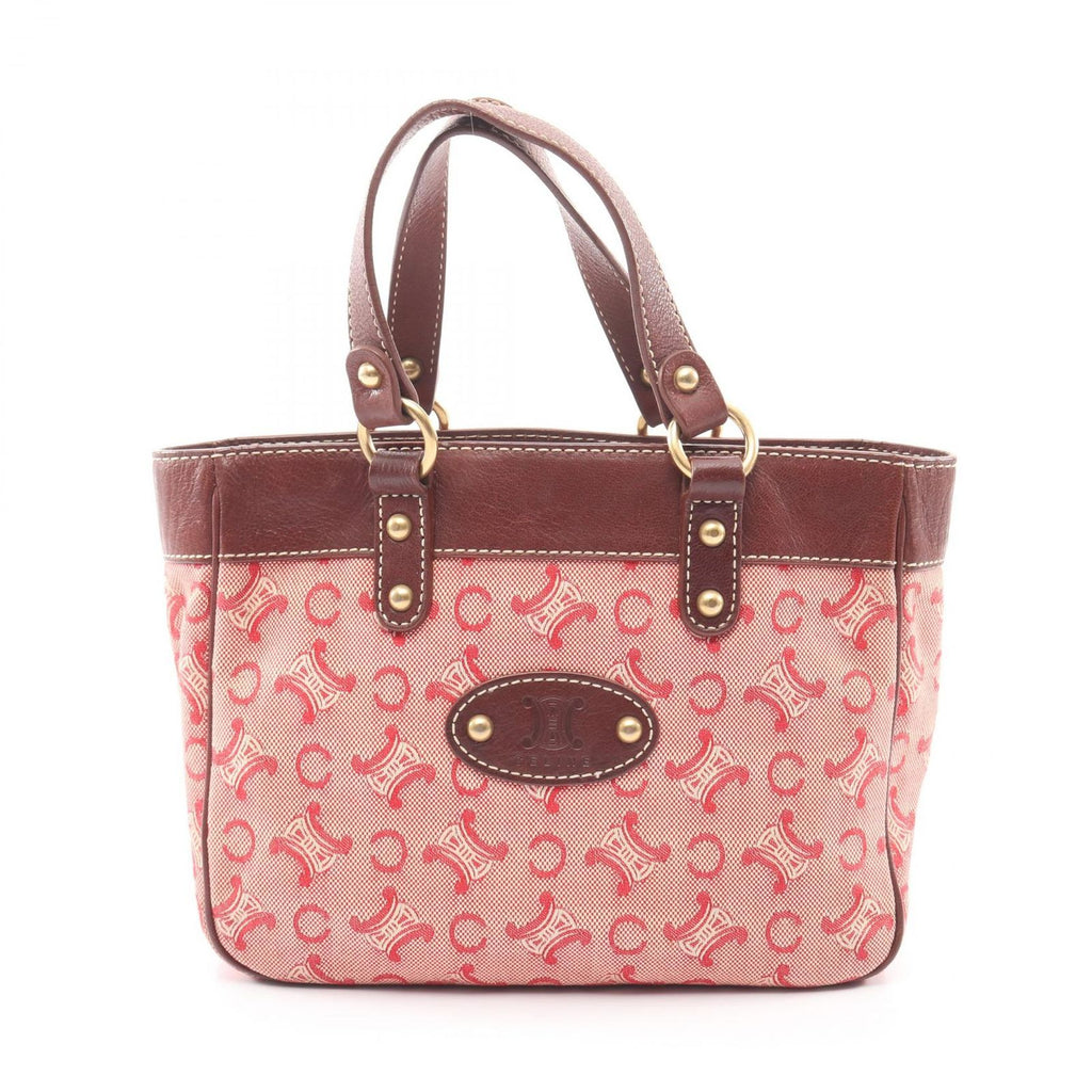Celine Handbag Macadam Red Canvas Leather