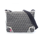 Fendi Shoulder Bag Zucchino Black Canvas Leather Zucchini
