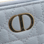 Dior Bifold Wallet Caro Dahila Cannage Sky Blue Leather — view 7