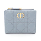 Dior Bifold Wallet Caro Dahila Cannage Sky Blue Leather