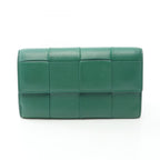 Bottega Veneta Bifold Wallet Cassette Maxi Intrecciato Green Leather