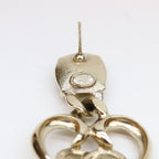 Chanel Gold CC Logo Heart Rhinestone Earrings — view 5