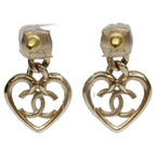 Chanel Gold CC Logo Heart Rhinestone Earrings — view 3