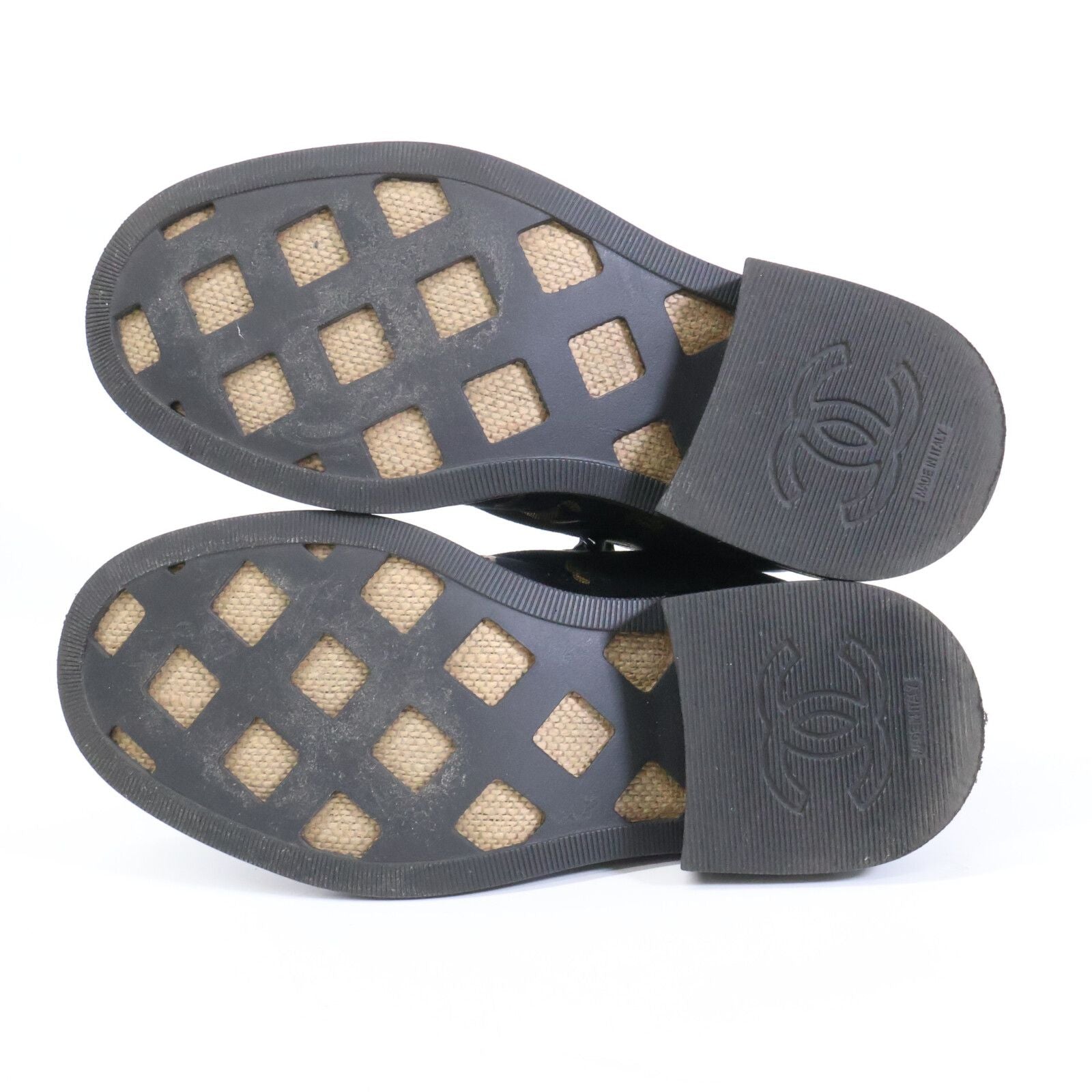 Chanel CC Logo Print Canvas Back Boa Short Boots 36c — view 6