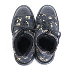 Chanel CC Logo Print Canvas Back Boa Short Boots 36c — view 5